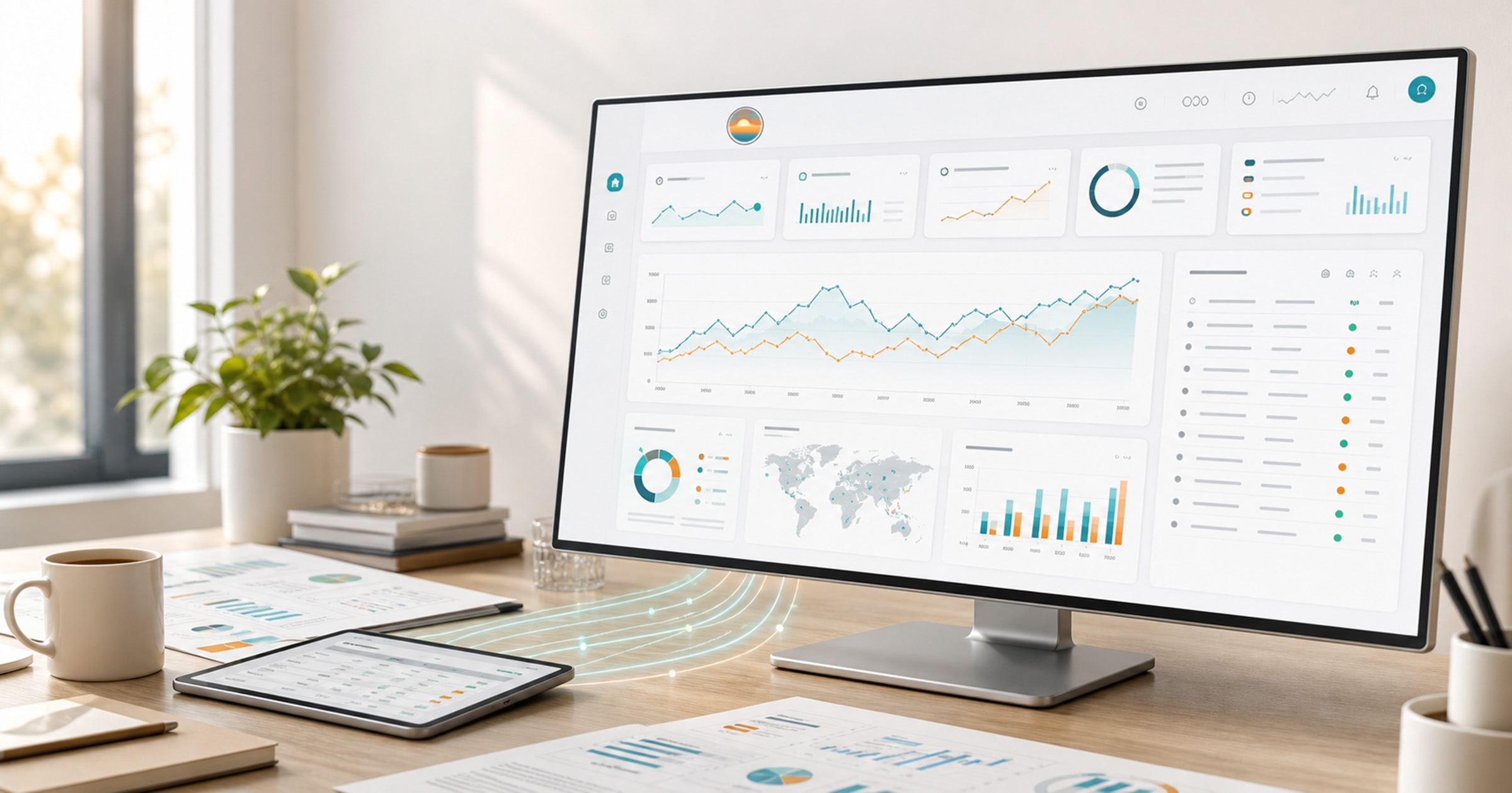 Dawn logo transforming files and connected data into interactive dashboard charts